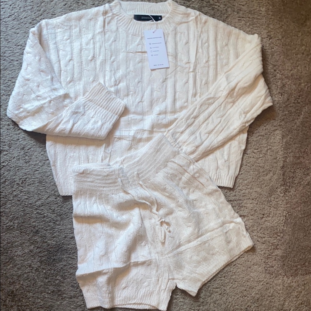 Cozy Cable Knit Sweater and Shorts Set